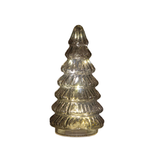 Anna's Collection Kerstboompje glas 10led op batterij met timer 18.5x9.5 cm grijs