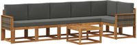 vidaXL - Hoek loungeset - 6 zitplekken - Polyester - Natuurlijk en antraciet