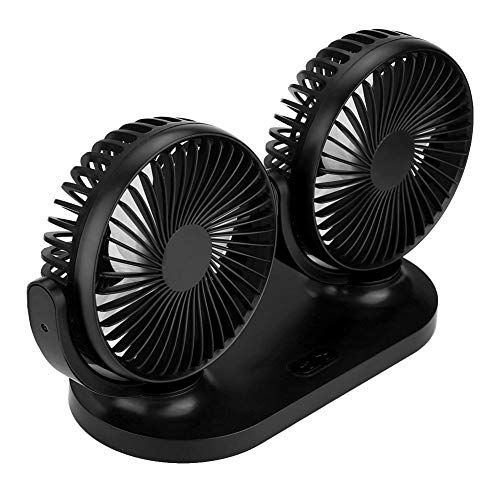 Bediffer Professionele Airconditioner Auto Koeler Ventilatie Draagbaar 12V USB Ventilator Dual Head voor Auto Accessoire (black)