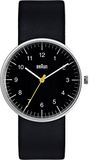 Braun Herenkwartshorloge met drie wijzers, analoog display en leren armband, zwart, sporty classic