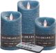 Magic Flame Kaarsen set van 3x stuks Led stompkaarsen jeans blauw met afstandsbediening