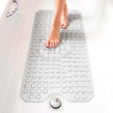 edihome, Antislip badmat, 53 x 53 cm, douchemat, bubbels met zuignap, BPA-vrij, antibacterieel, schimmelbestendig, machinewasbaar, gezinsveiligheid (Transparant, 100x40 cm)