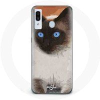 Maniacase Etui voor Samsung Galaxy A20 Siamees zwart wit blauwe ogen