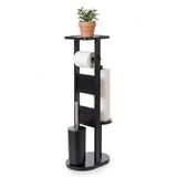 Merkloos Relaxdays Toiletbutler - met plankje - wc borstel met houder - zwart