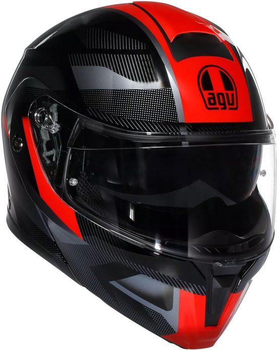 AGV Streetmodular Ledro Systeemhelm Zwart/Grijs/Rood Maat XL
