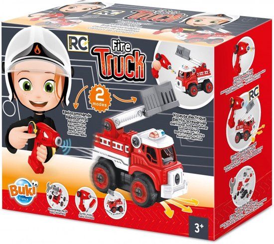 Buki France 9022 - Bestuurbare RC Brandweerwagen - Rood