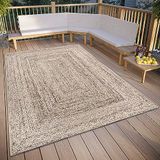 Elle Decoration Jules Tapijt voor binnen en buiten, design, plat weefsel, gemêleerd, outdoortapijt, weerbestendig en uv-bestendig, buitentapijt voor woonkamer, balkon, terras, tuin, crèmezwart, 120 x
