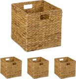 Merkloos Relaxdays Opbergmand Waterhyacint - Set van 4 - 30x30x30 cm