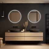 BES LED Miroir de salle de bain Megon Novis 60x60 cm Rond Noir Avec éclairage