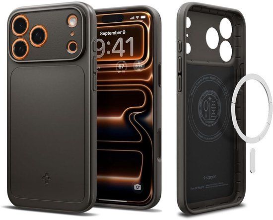 Spigen Thin Fit MagFit Hoesje Geschikt voor iPhone 17 Pro Max - Back Cover Compatibel met MagSafe - Gunmetal