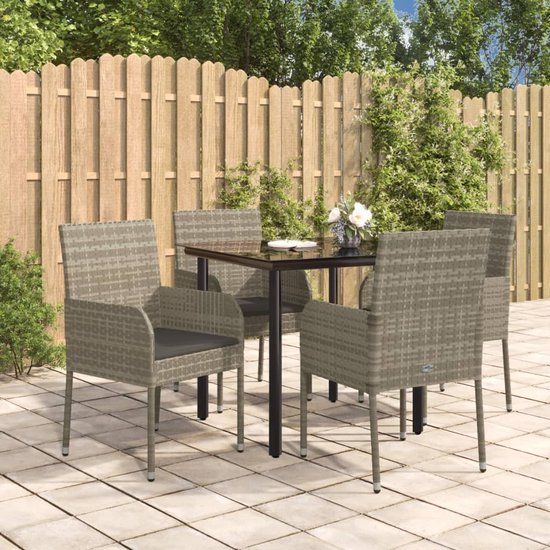 The Living Store Tuinset - 4-persoons - PE-rattan - Grijs