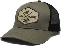 Surf Monkey Trucker Cap 5 Panel One Size Snapback Zwarte olijf