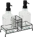5Five Zeepdispenser - glas/staal - zwart/transparant - H23 x B23 cm
