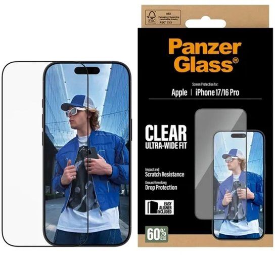 PanzerGlass Screenprotector geschikt voor Apple iPhone 17 Glazen | PanzerGlass Ultra-Wide Fit Screenprotector - Case Friendly