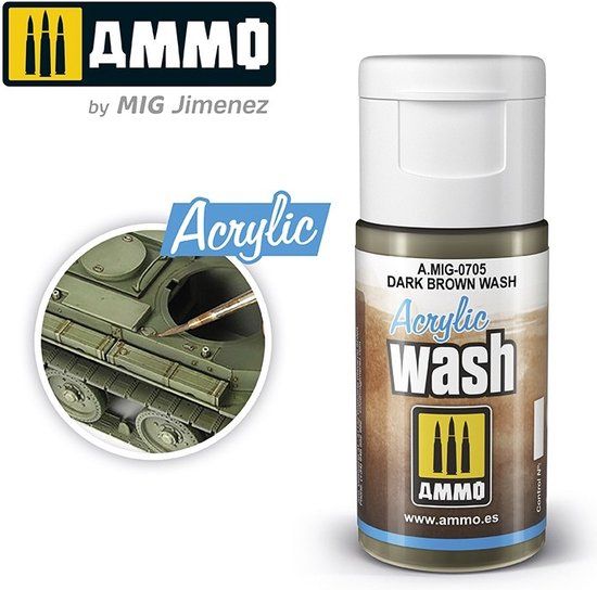 AMMO MIG 0705 Acrylic Wash Dark Brown - 15ml