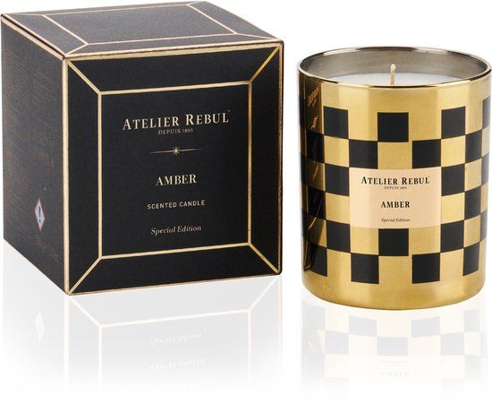 Atelier Rebul Amber - Geurkaars (210g) – Warme & Kruidige Geur – 45 Branduren – Sojawas
