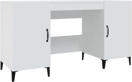 vidaXL Bureau - 140x50x75 cm - Bewerkt Hout - Wit