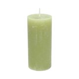 Bougie bloc, vert olive, Ø7 x 15 cm