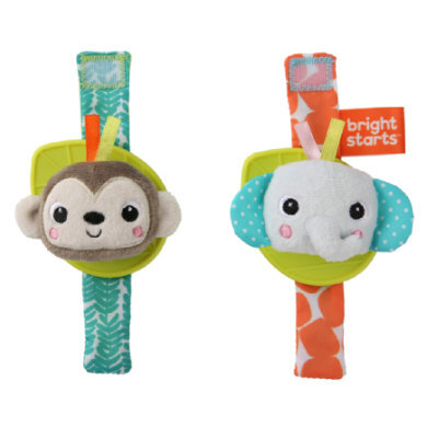 Bright Starts ™ Wrist Rattle Teether Monkey & Elephant - Kleurrijk