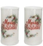 Gerimport - 4x LED stompkaarsen - Merry Christmas - Wit - H15 cm