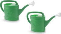 PLASTICFORTE 2x stuks groene tuin planten gieter met broeskop 6 liter