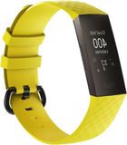 By Qubix - Compatible Fitbit bandje - siliconen diamant patroon - Maat: Small - Geel