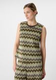 Comma T-Shirt Kiwigroen Gestreept