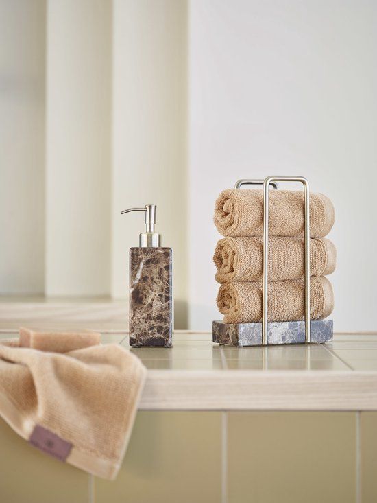 Aquanova Hammam Guest Towel Holder - Brown - Natural Stone - Modern