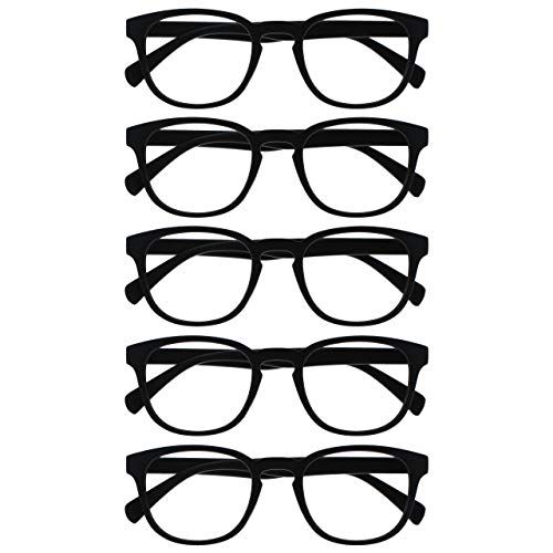 Opulize Pop 5 Stuks Retro Ronde Glad Mat Zwart Mannen Vrouwen Leesbril Scharnieren Met Veer RRRRR2-1 +1,50