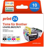 print24 Cartouches d'encre pour Brother LC421XL, multipack (BK/C/M/Y), 10 pièces