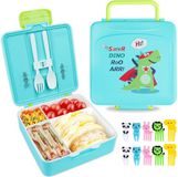 Ibenzoa® Kindvriendelijke Lunchbox met Vakken en Bestek voor School en Uitjes