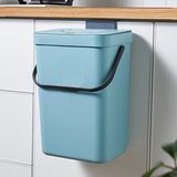 GONICVIN Hangende prullenbak met deksel, 7L kunststof hangende keukenemmer voor kastdeur, keuken onder gootsteen, wandgemonteerde afvalbak voor keuken, badkamer (blauw)