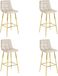 Leobert Tabouret de bar - Arceto - Velours beige / Pieds dorés - Set de 4