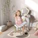 Ensemble coiffeuse pour fille avec miroir de maquillage, tabouret en bois assorti, tiroir et espace de rangement, blanc