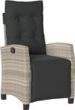 vidaXL Fauteuil de jardin réglable avec repose-pieds poly rotin gris clair