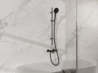 Fortifura Calvi Badkraan - met glijstangset - ronde handdouche - metalen doucheslang - mat zwart