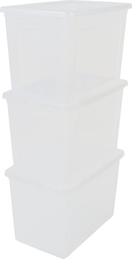 IRIS Clearbox Opbergbox - 70L - Set van 3 - Transparant