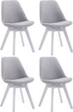 CLP Borneo V2 Set van 4 eetkamerstoelen - Tissu gris blanc