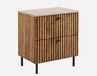 3xE living Meuble de salle de bain suspendu sous lavabo 60 cm, 2 tiroirs, Chêne Craft Or + Plateau Cachemire, Poignées noires, 60 x 44,4 x 58,6 cm