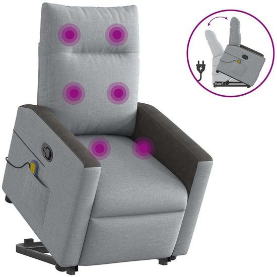 vidaXL Sta-op-massagestoel verstelbaar stof lichtgrijs