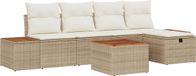 vidaXL Banc de jardin 6 pièces Beige poly-rattan