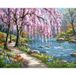 Bureau peinture sur chiffres arbre avec rivière - 40x50cm