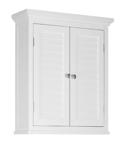 Teamson Home Badkamerkast - Glancy Houten Muurbevestiging Kastje Met 2 Deuren en Planken - Wit