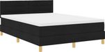 vidaXL LED Boxspring Bed met Hoofdeinde Zwart 140 x 200 cm Stof