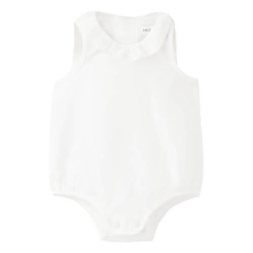 Mango Kids katoenen romper met ruches - wit