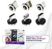 Statik Magnetic Tips voor Magnetische oplaadkabels - 3-Pack - 1x Lightning, 1x USB-C, 1x Micro-USB