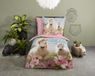 Housse de couette enfant "chevaux blancs avec fleurs" - Rose - (135x200 cm) - Coton