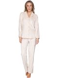 Pastunette Softness Pyjama Doorknoop Velours Fleece Beige Gestreept Maat 48