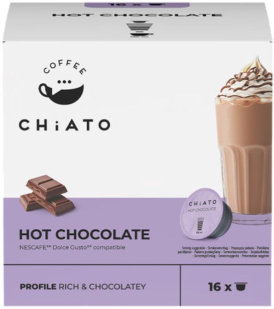 CHiATO Cacaocapsules compatibel met NESCAFÉ® Dolce Gusto® CHiATO Hot Chocolate, 16 st.