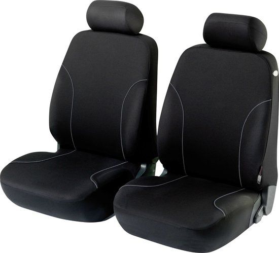 Walser Auto stoelbeschermer Allessandro met Zipper ZIPP-IT Autostoelhoes - 2 stoelbeschermer voor voorstoel - zwart-grijs